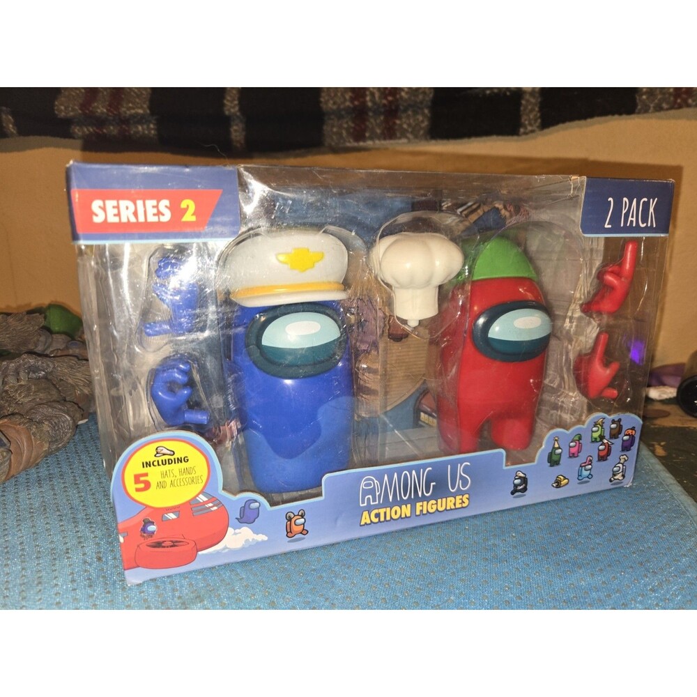 Among Us Series 2 Action Figures 2Pk Toy Crewmate Figure 11cm - Blue & Red